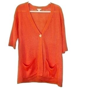 J. Jill Linen Draped Cardigan Size Small Lightweight Coral